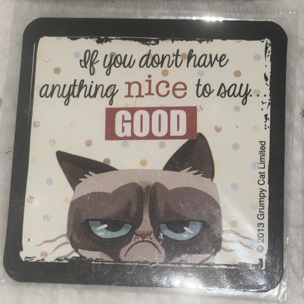 Grumpy Cat Magnet Set‎ 4pc Ganz 2013 Funny Sarcastic Meme Quotes Cat Lover Gift